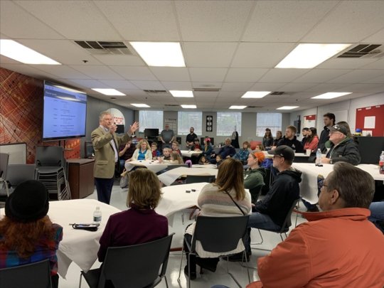 Bill Disler, President & CEO speaks to guests during AFC-Holcroft Open House